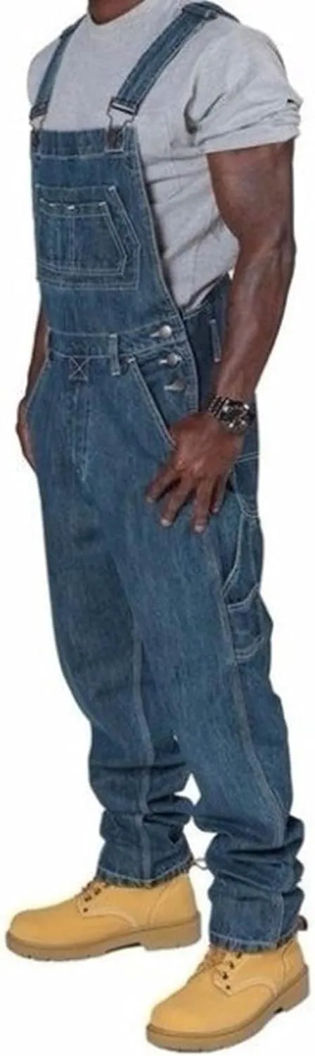 Denim Overalls Men Plus Size Jean Bib Overalls Cotton Baggy Overalls Lightweight Workout Overalls Pants with Pockets