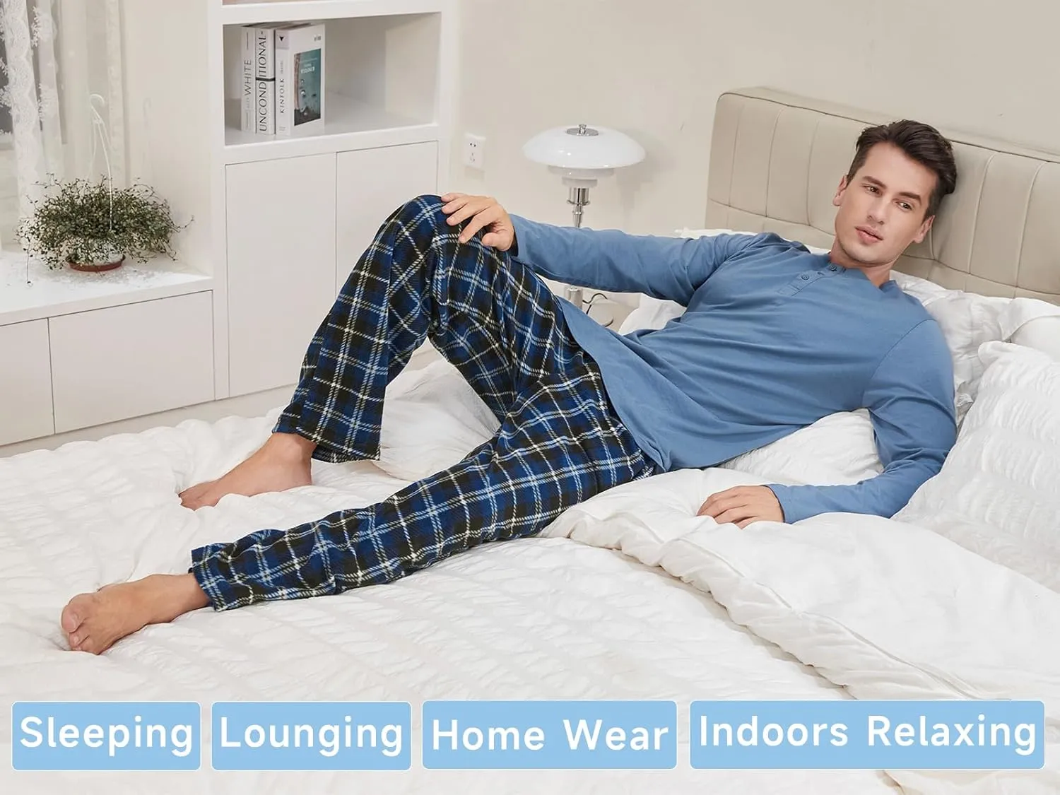 DG Hill Pajama Pants Men - Flannel Pajama Pants Fleece PJS Sets Cotton Top - Mens Pajama Set PJ Sleep Pant Loungewear Sets