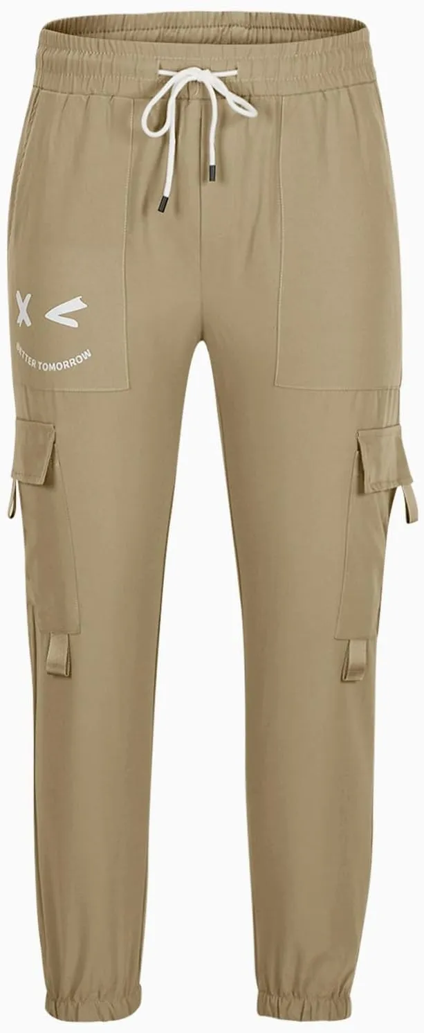 Dgoopd Men Cargo Pants Casual Elastic Waist Pants Baggy Jogger Pants Outdoor Hiking Pants Gym Pants with Pockets