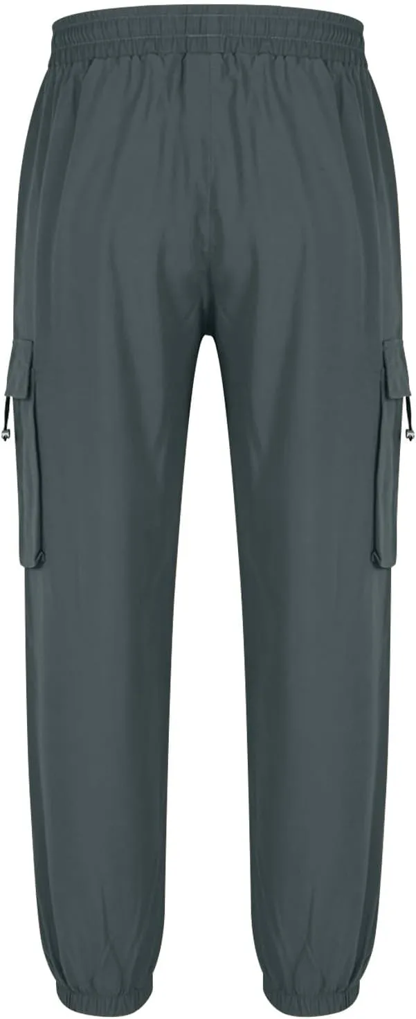 Dgoopd Men Cargo Pants Casual Elastic Waist Pants Regular fit Jogger Pants Outdoor Hiking Pants Gym Pants with Pockets