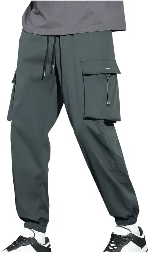 Dgoopd Men Cargo Pants Casual Elastic Waist Pants Regular fit Jogger Pants Outdoor Hiking Pants Gym Pants with Pockets