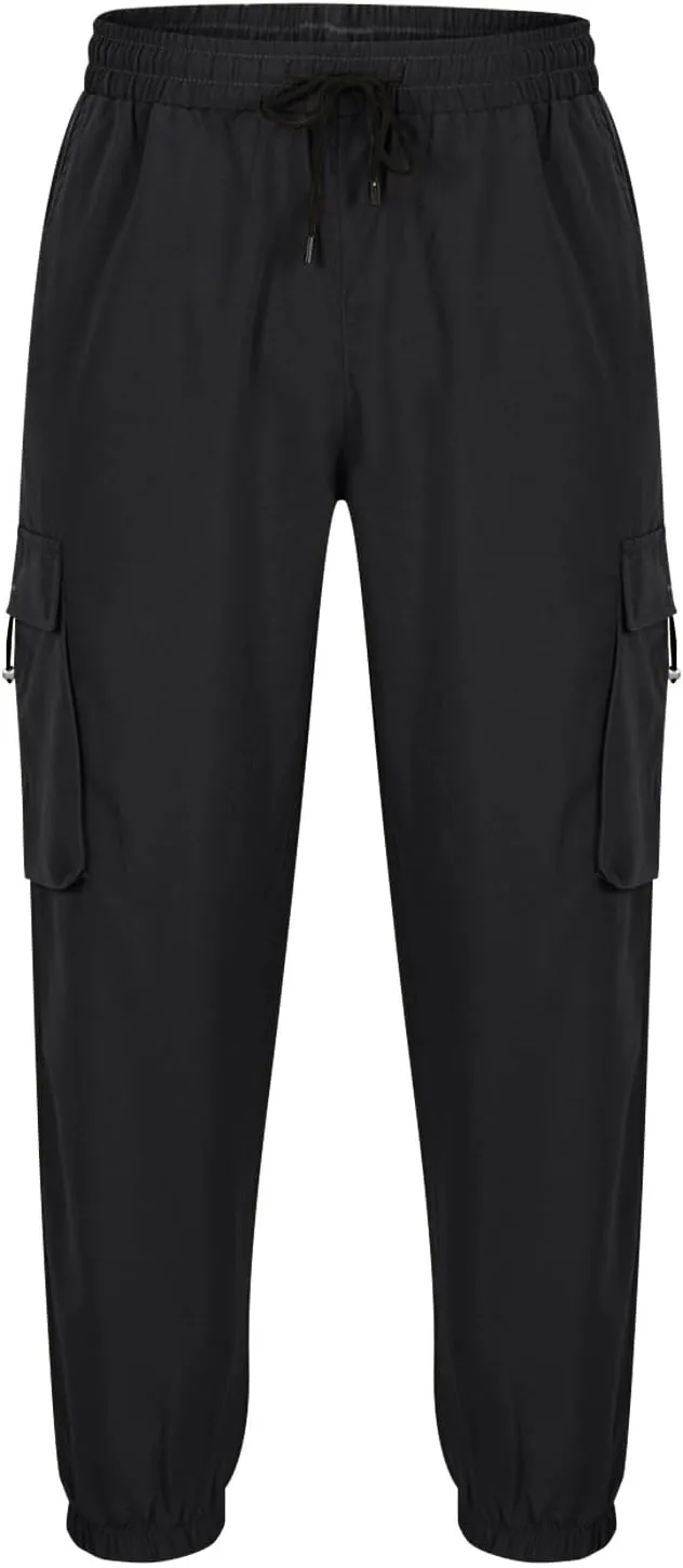Dgoopd Men Cargo Pants Casual Elastic Waist Pants Regular fit Jogger Pants Outdoor Hiking Pants Gym Pants with Pockets