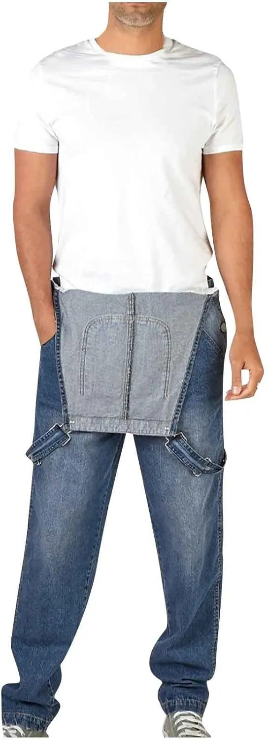 Dgoopd Men's Bib Overalls Denim Work Overalls Classic Adjustable Straps Jean Pants Pocket Overall Jumpsuit Fashion Workwear