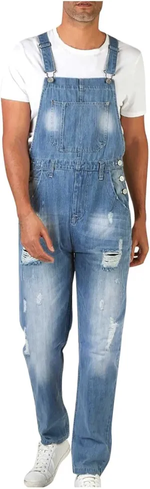 Dgoopd Men's Bib Overalls Denim Work Overalls Classic Adjustable Straps Jean Pants Pocket Overall Jumpsuit Fashion Workwear