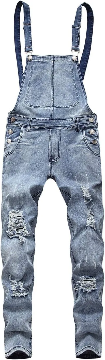 Dgoopd Men's Bib Overalls Denim Work Overalls Classic Adjustable Straps Jean Pants Pocket Overall Jumpsuit Fashion Workwear