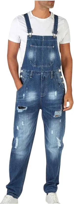 Dgoopd Men's Bib Overalls Denim Work Overalls Classic Adjustable Straps Jean Pants Pocket Overall Jumpsuit Fashion Workwear