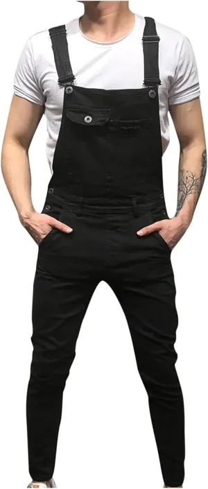 Dgoopd Men's Bib Overalls Denim Work Overalls Classic Adjustable Straps Jean Pants Pocket Overall Jumpsuit Fashion Workwear