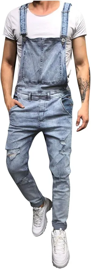 Dgoopd Men's Bib Overalls Denim Work Overalls Classic Adjustable Straps Jean Pants Pocket Overall Jumpsuit Fashion Workwear