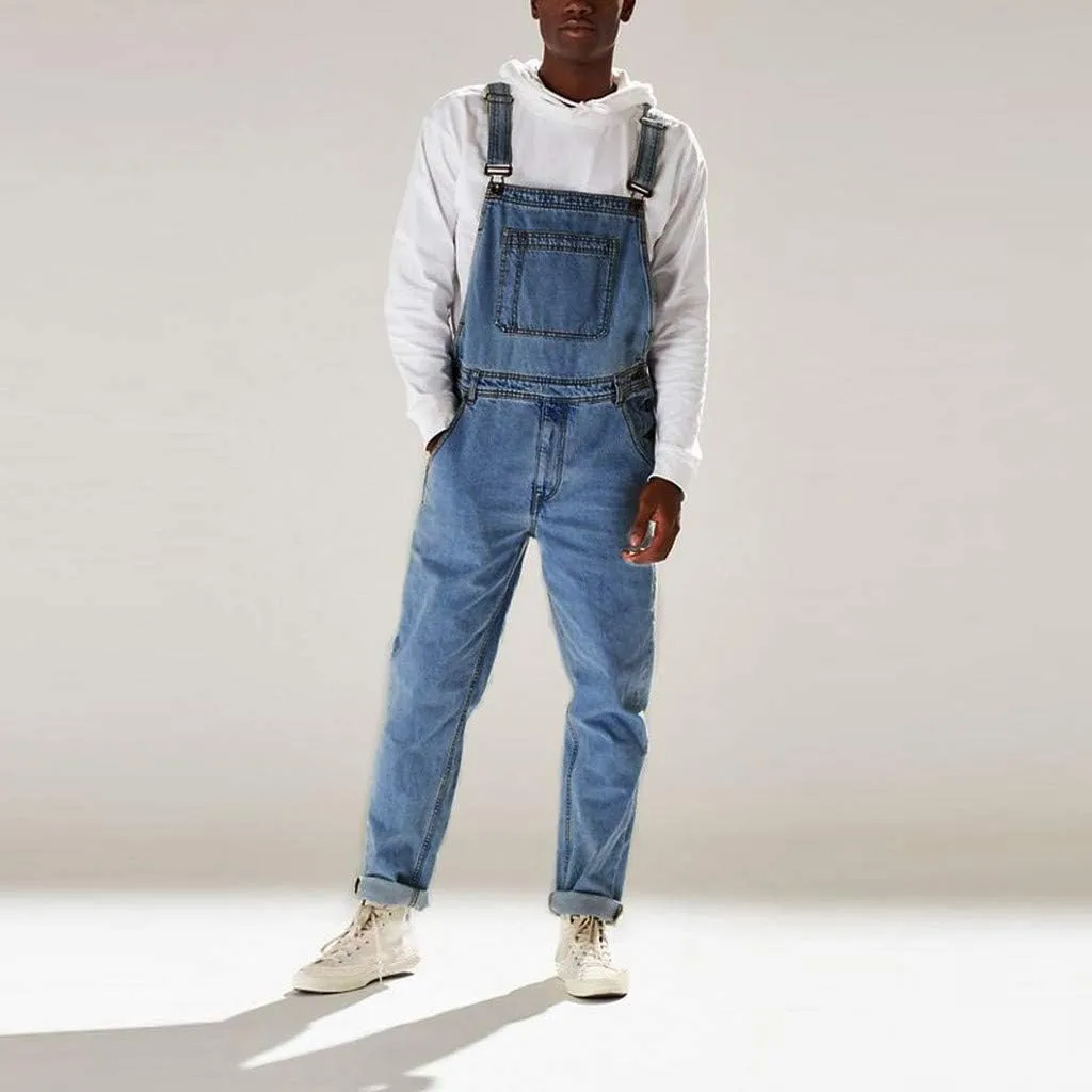 Dgoopd Men's Bib Overalls Denim Work Overalls Classic Adjustable Straps Jean Pants Pocket Overall Jumpsuit Fashion Workwear