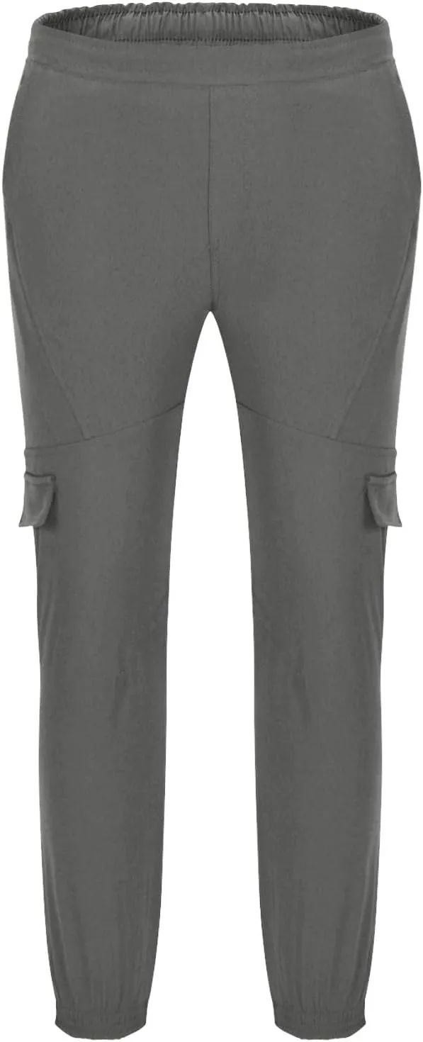 Dgoopd Work Cargo Pants for Men Slim Drawstring Elastic Waist Straight Leg Tactical Pants Multi Pocket Trousers