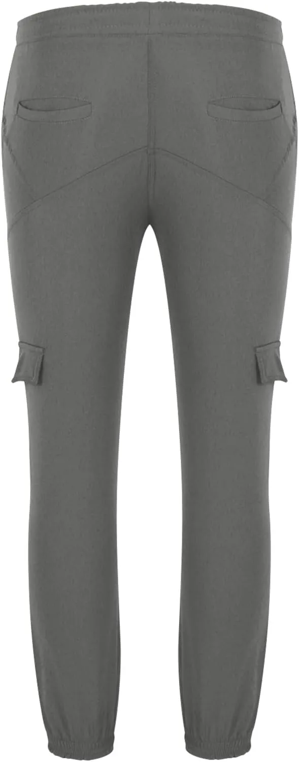 Dgoopd Work Cargo Pants for Men Slim Drawstring Elastic Waist Straight Leg Tactical Pants Multi Pocket Trousers