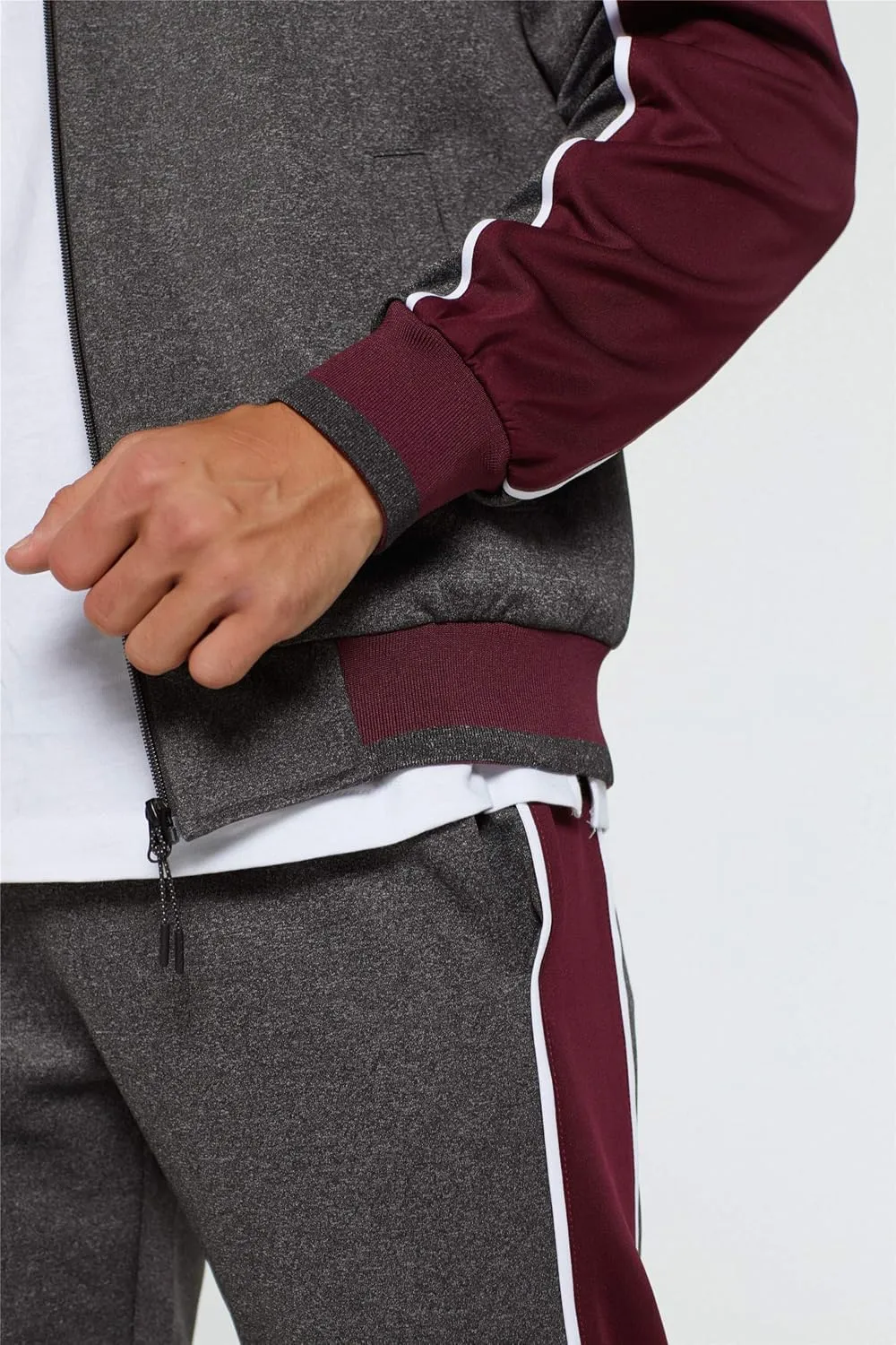 DUOFIER Men Tracksuit Set Full-Zip Sweatshirt Jogger Sweatpants Warm Sports Suit Gym Training Wear