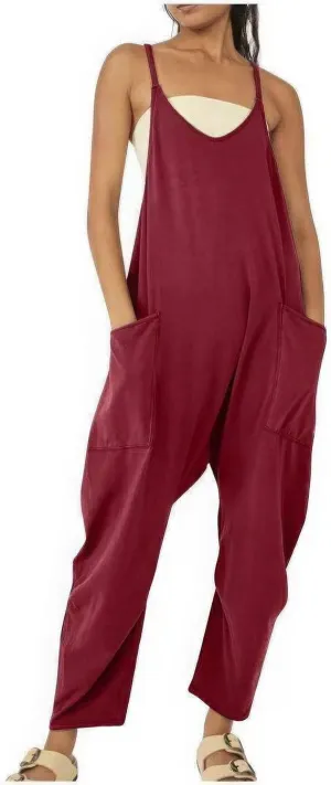 ebossy Women Plus Size Casual Sleeveless Jumpsuits Baggy Harem Pants Overalls Loose Fit Romper with Pockets