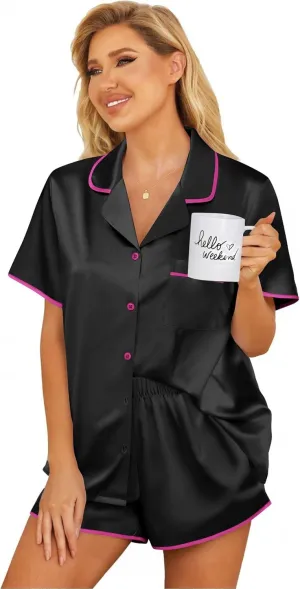 Ekouaer 2 Piece Pajama Set Causal Homewear Pajama Lounge Set Loungewear Cap Pants