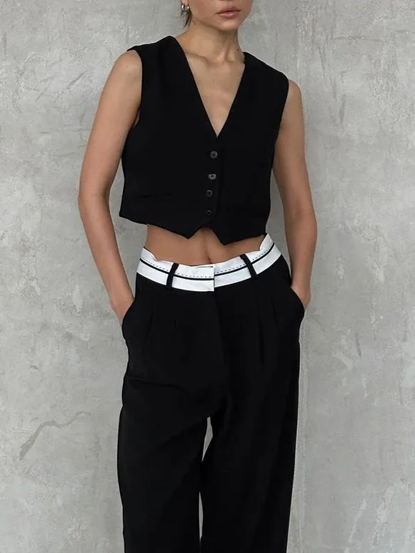 Fashion Temperament Wild V-Neck Suit