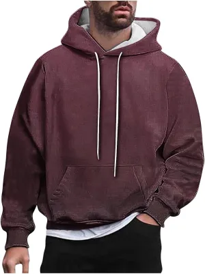 Finelylove Hoodies for Men Loose Fit Gradient Hoodies Pullover Long Sleeve Hooded Collar Drawstring Casual Sweatshirt
