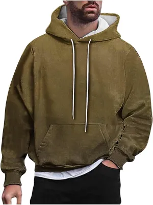 Finelylove Hoodies for Men Loose Fit Gradient Hoodies Pullover Long Sleeve Hooded Collar Drawstring Casual Sweatshirt
