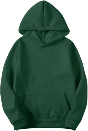 Finelylove Mens Plain Hoodie Lightweight Fleece Lined Hooded Sweatshirt Casual Long Sleeve Crewneck Pullover Sweatshirt
