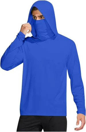 Fishing Hoodies for Men with Face Mask Sun Protection Hiking Hoodie Shirt Upf 50  Long Sleeve T-Shirts Lightweight M-3XL