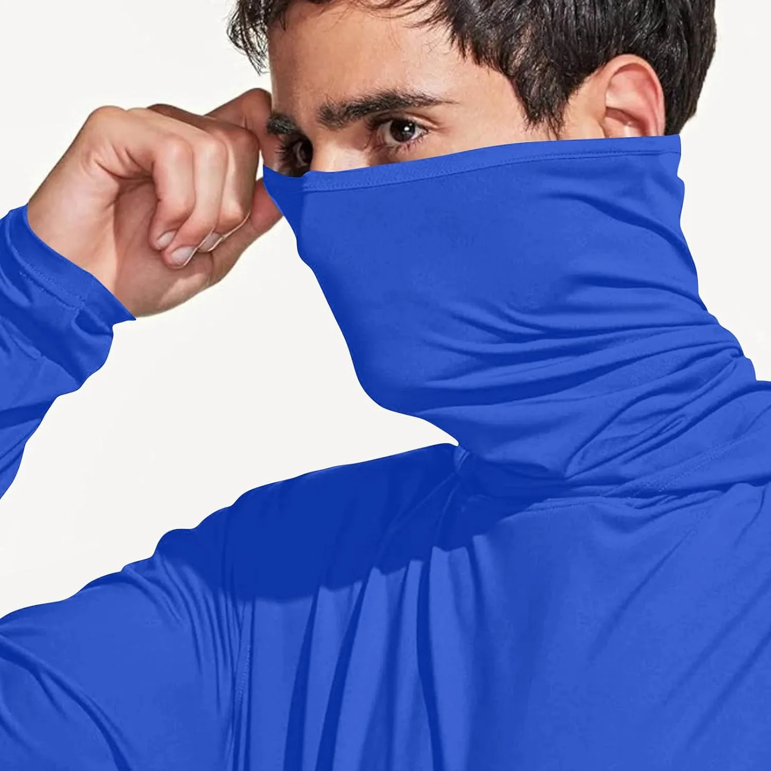 Fishing Hoodies for Men with Face Mask Sun Protection Hiking Hoodie Shirt Upf 50  Long Sleeve T-Shirts Lightweight M-3XL