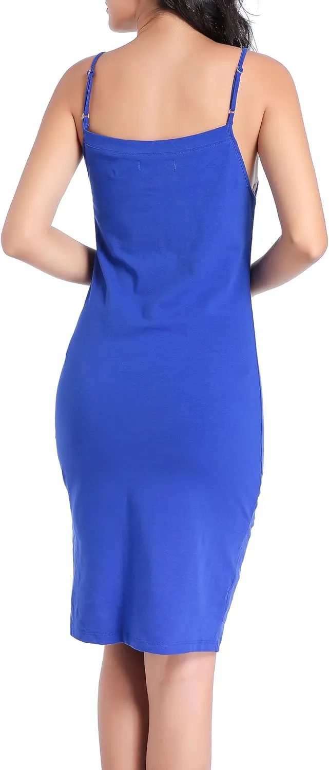Full Slips for Women Cotton Blend Under Dress V Neck Straight Dress Nightwear