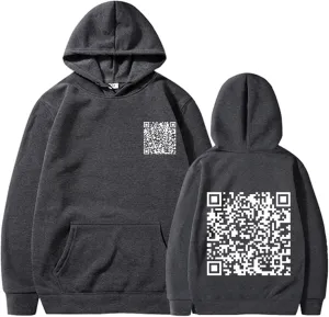 Funny Fu QR Code Hoodie Fuck You QR Code Hoodie QR Scan Code Sweatshirts Joke Funny Unisex Winter Sweatshirt