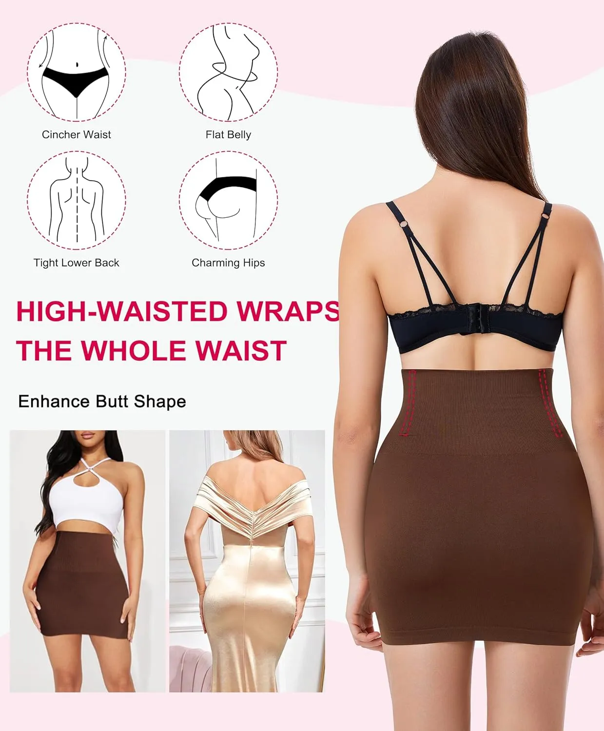 Gotoly Body Shaper For Women Under Dress High Waist Half Slip Seamless Shapewear Dress Slip Skirt Tummy Control Dress