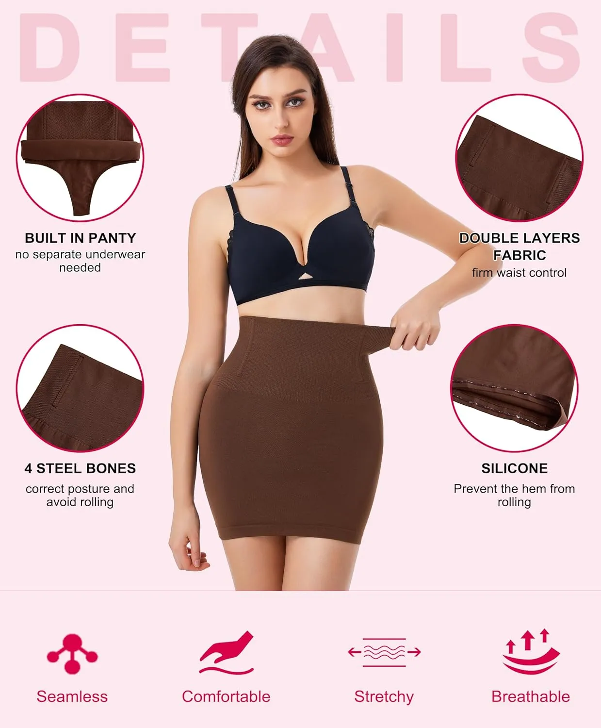 Gotoly Body Shaper For Women Under Dress High Waist Half Slip Seamless Shapewear Dress Slip Skirt Tummy Control Dress