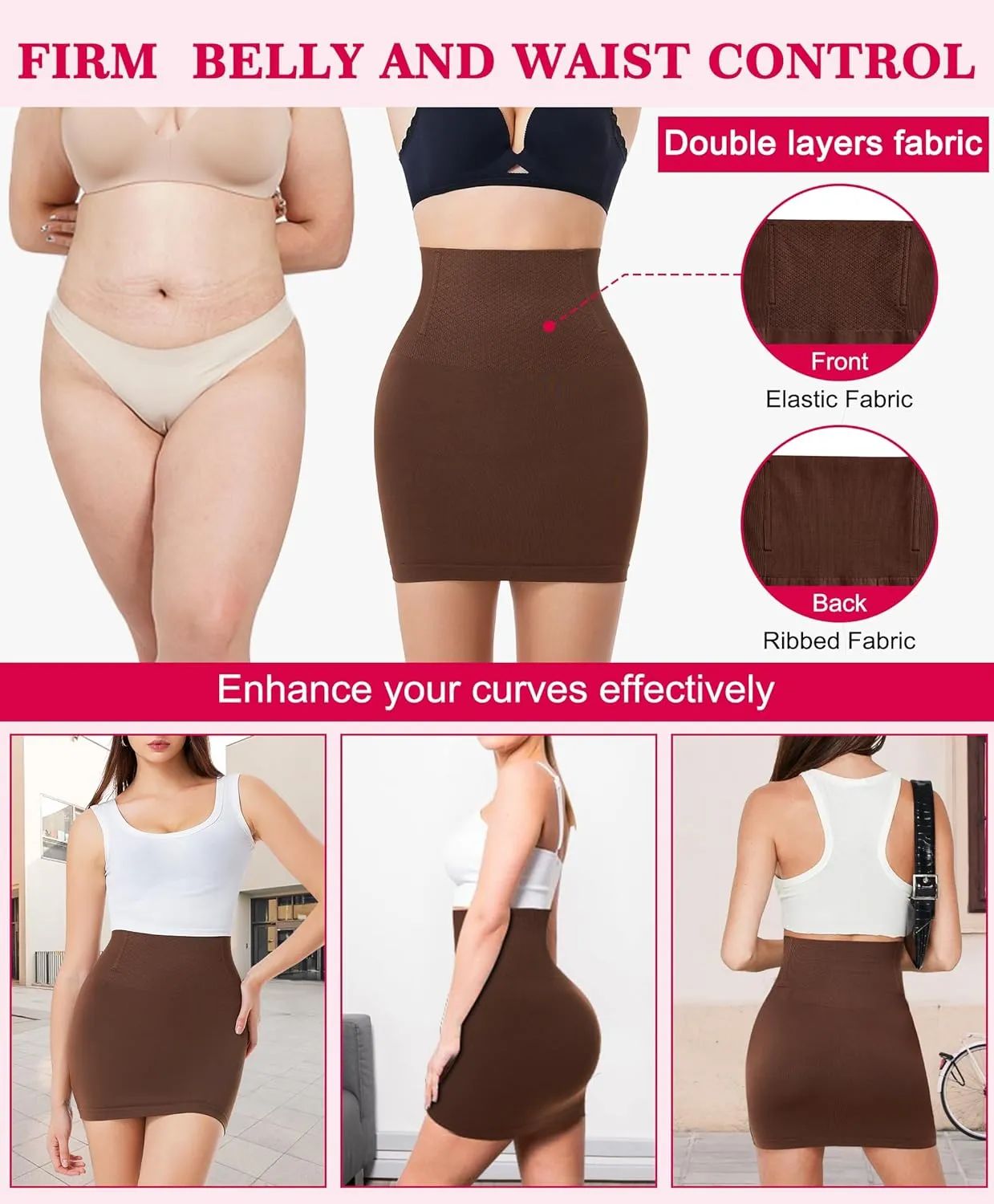 Gotoly Body Shaper For Women Under Dress High Waist Half Slip Seamless Shapewear Dress Slip Skirt Tummy Control Dress