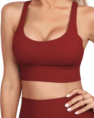 Grace Form Strappy Sports Bra for Women Padded Push Up Sports Bra Athletic Running Sports Bra Workout Bra Yoga Bra