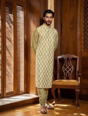 Green floral Embroidered Kurta Set