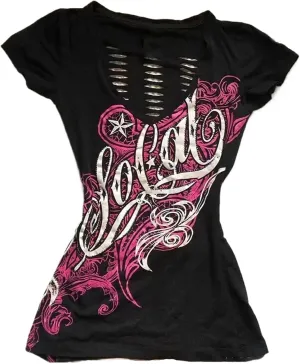 Grunge Shirts Emo Clothes Teen Girls Vintage Graphic Tee Y2k 2000s Goth Top Women Mcbling Short Sleeve Streetwear