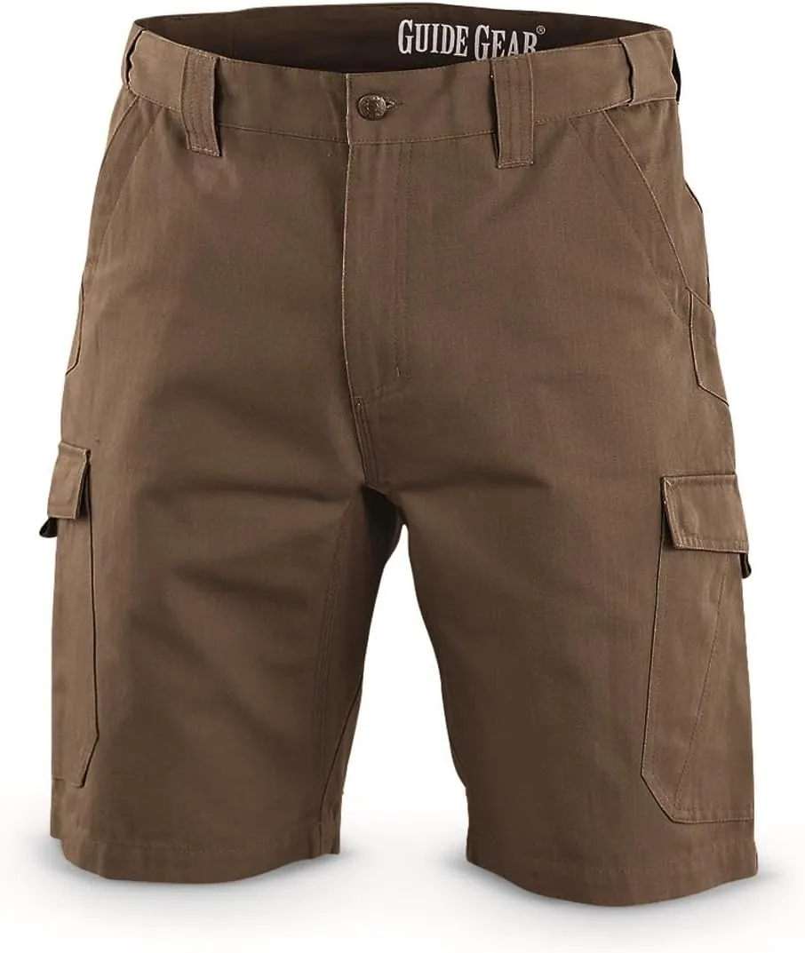 Guide Gear Mens Cargo Shorts Heavy Duty Cotton Ripstop - for Casual, Hiking, Summer
