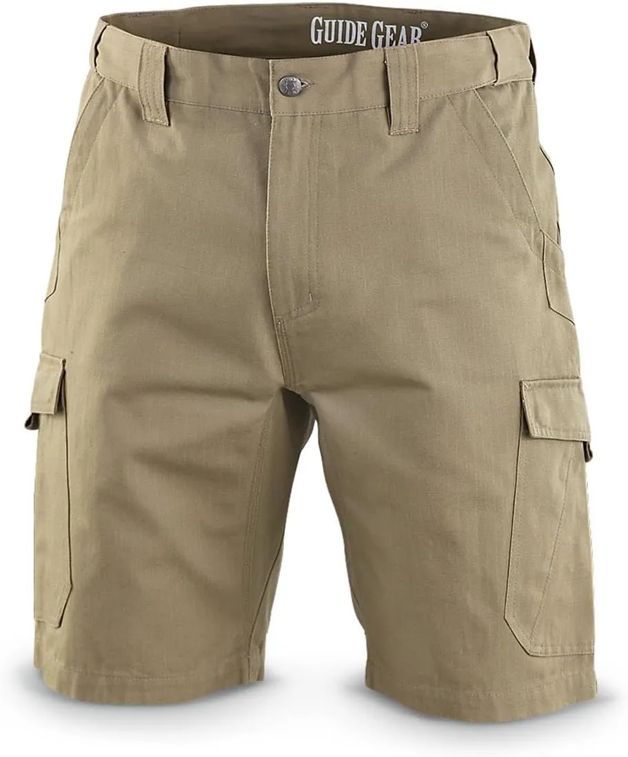 Guide Gear Mens Cargo Shorts Heavy Duty Cotton Ripstop - for Casual, Hiking, Summer