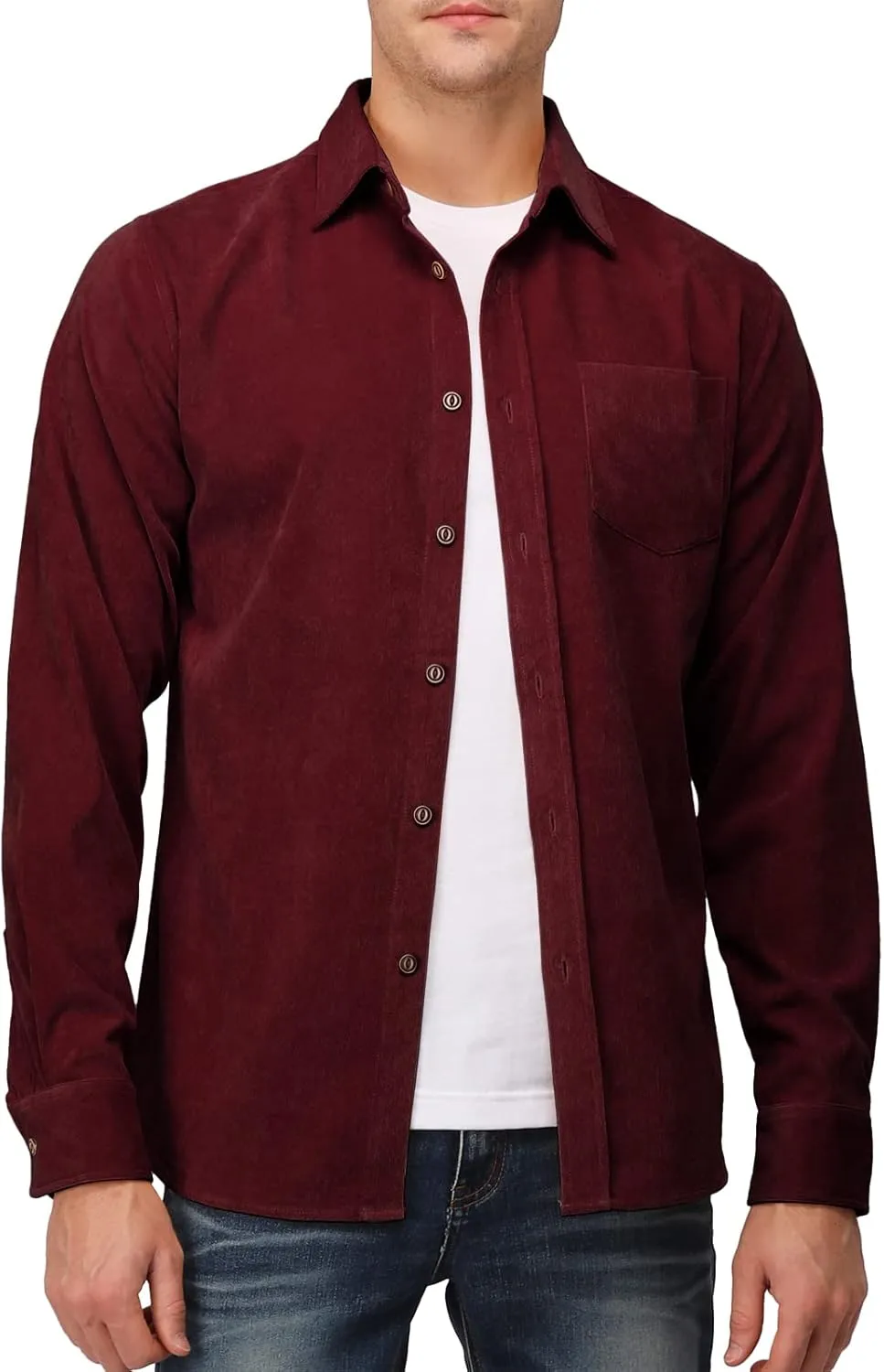 H2H Men's Casual Shirt Long Sleeve Classic Woven Shirt Thermal Shirt