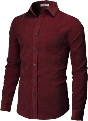 H2H Men's Casual Shirt Long Sleeve Classic Woven Shirt Thermal Shirt