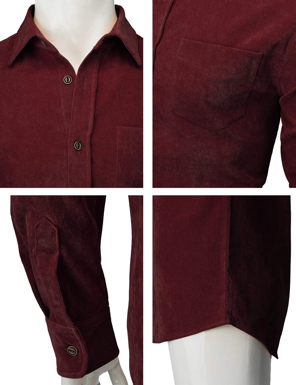 H2H Men's Casual Shirt Long Sleeve Classic Woven Shirt Thermal Shirt