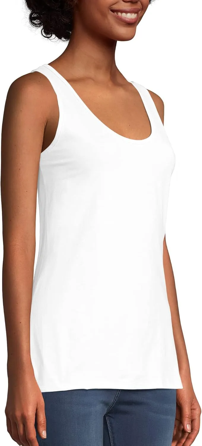 Hanes Women's Scoopneck Cotton Jersey Tank, Classic Cotton Tank Top, Lightweight Cotton Tank for Women
