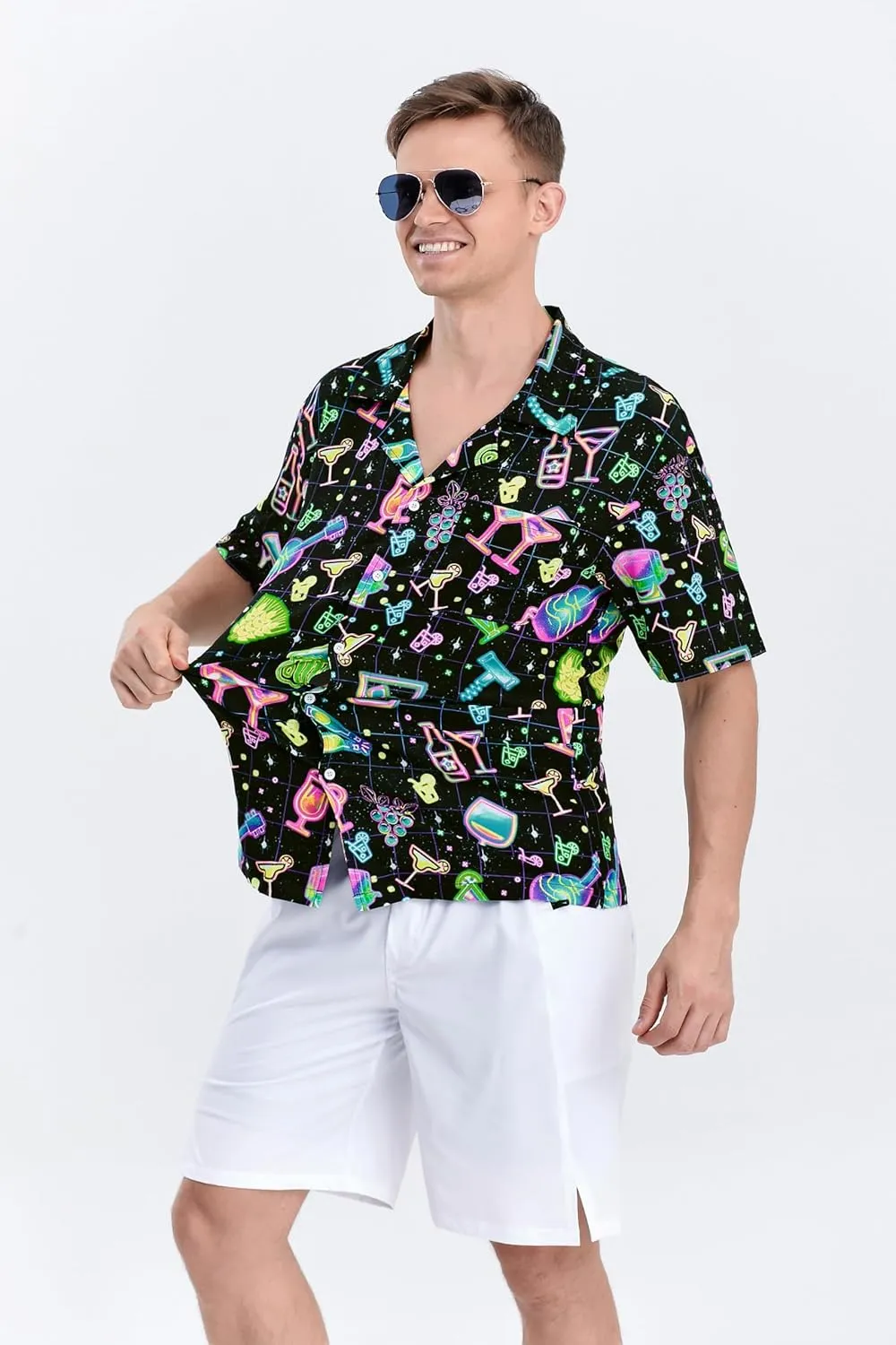Hawaiian Shirt for Men Casual Button Down Shirt Short Sleeve Aloha Beach Shirt Party Shirt