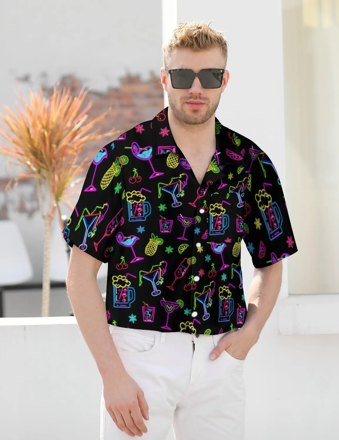 Hawaiian Shirt for Men Casual Button Down Shirt Short Sleeve Aloha Beach Shirt Party Shirt