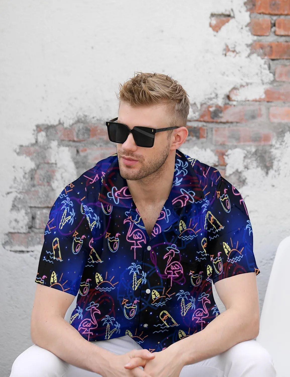 Hawaiian Shirt for Men Casual Button Down Shirt Short Sleeve Aloha Beach Shirt Party Shirt