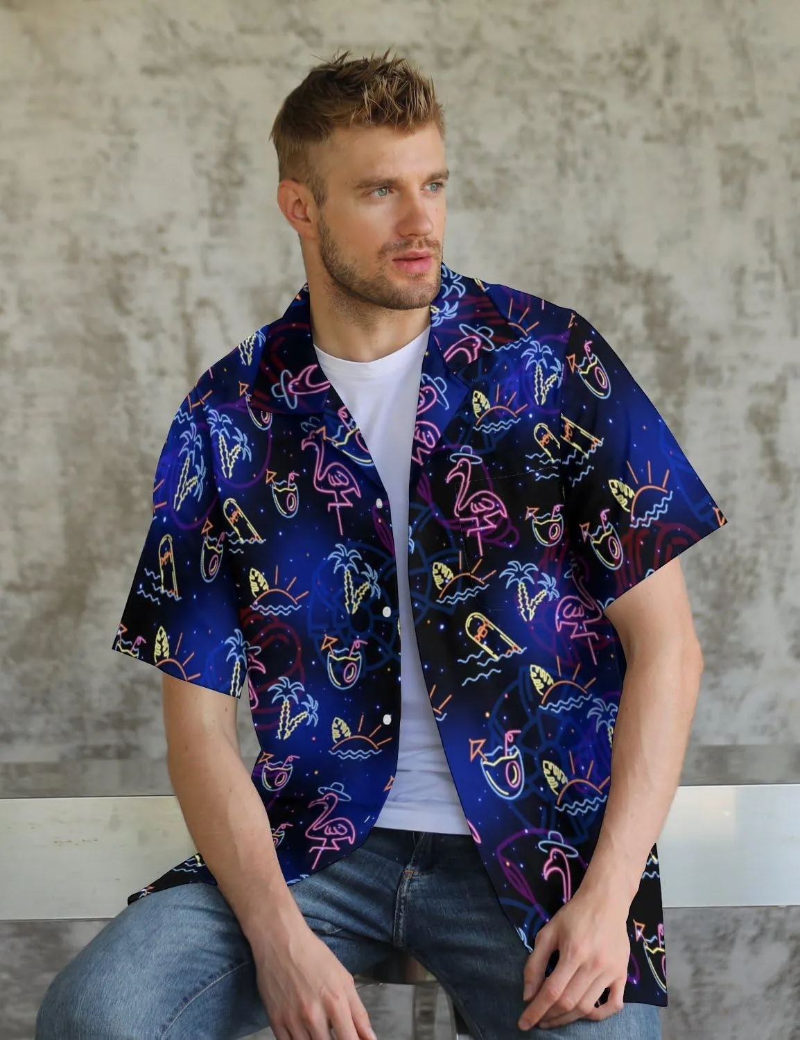 Hawaiian Shirt for Men Casual Button Down Shirt Short Sleeve Aloha Beach Shirt Party Shirt
