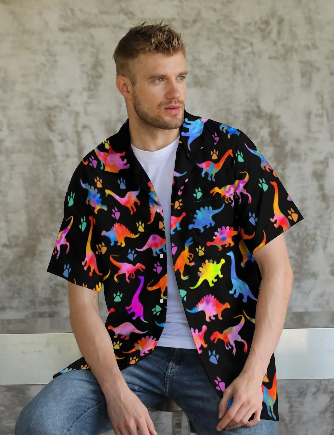 Hawaiian Shirt for Men Casual Button Down Shirt Short Sleeve Aloha Beach Shirt Party Shirt