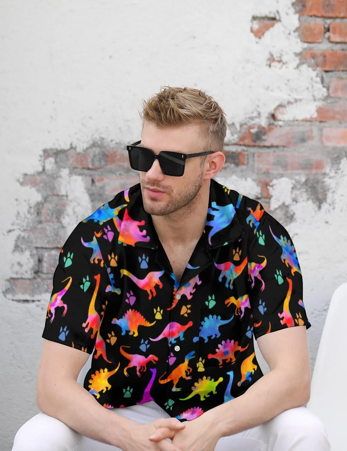 Hawaiian Shirt for Men Casual Button Down Shirt Short Sleeve Aloha Beach Shirt Party Shirt