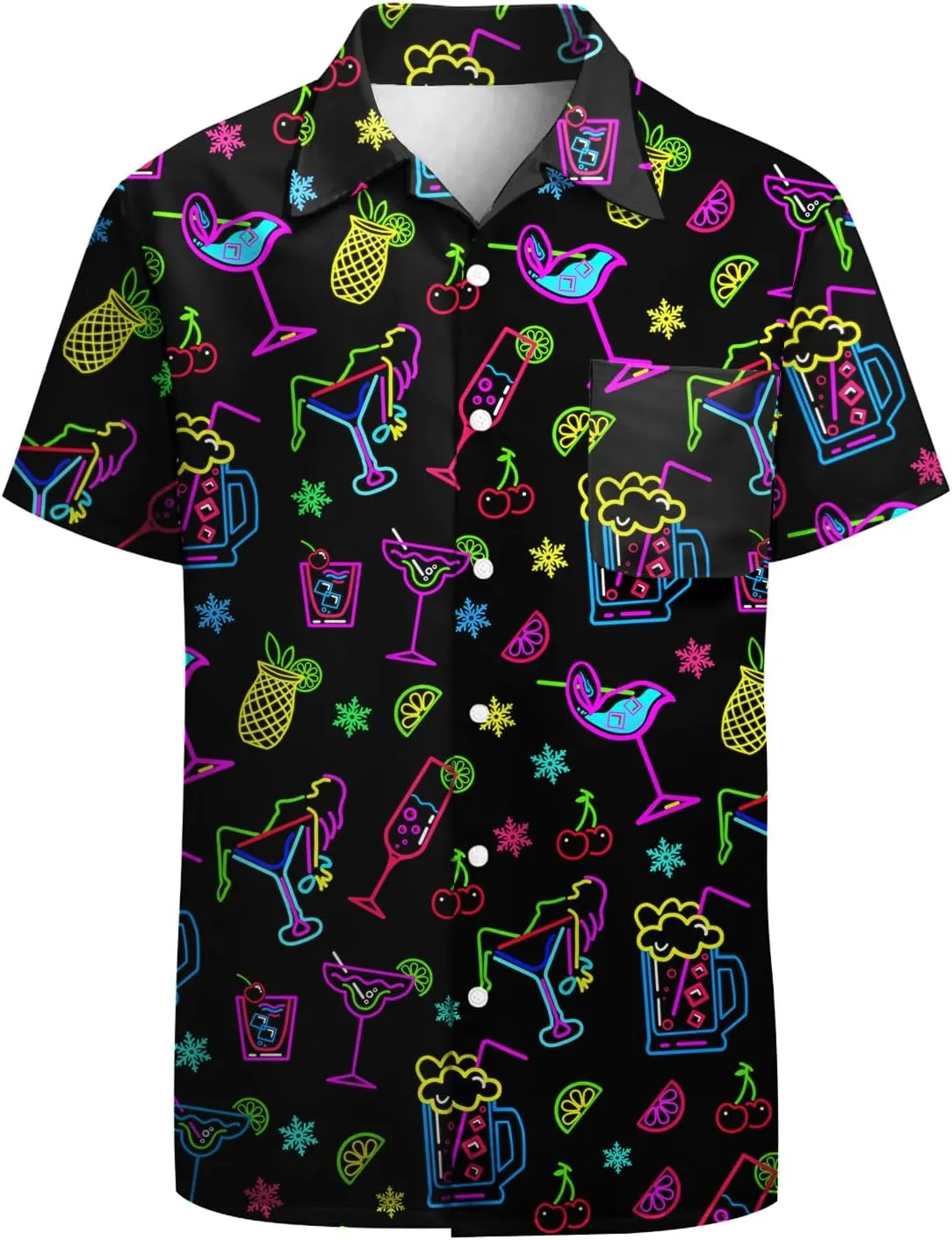 Hawaiian Shirt for Men Casual Button Down Shirt Short Sleeve Aloha Beach Shirt Party Shirt