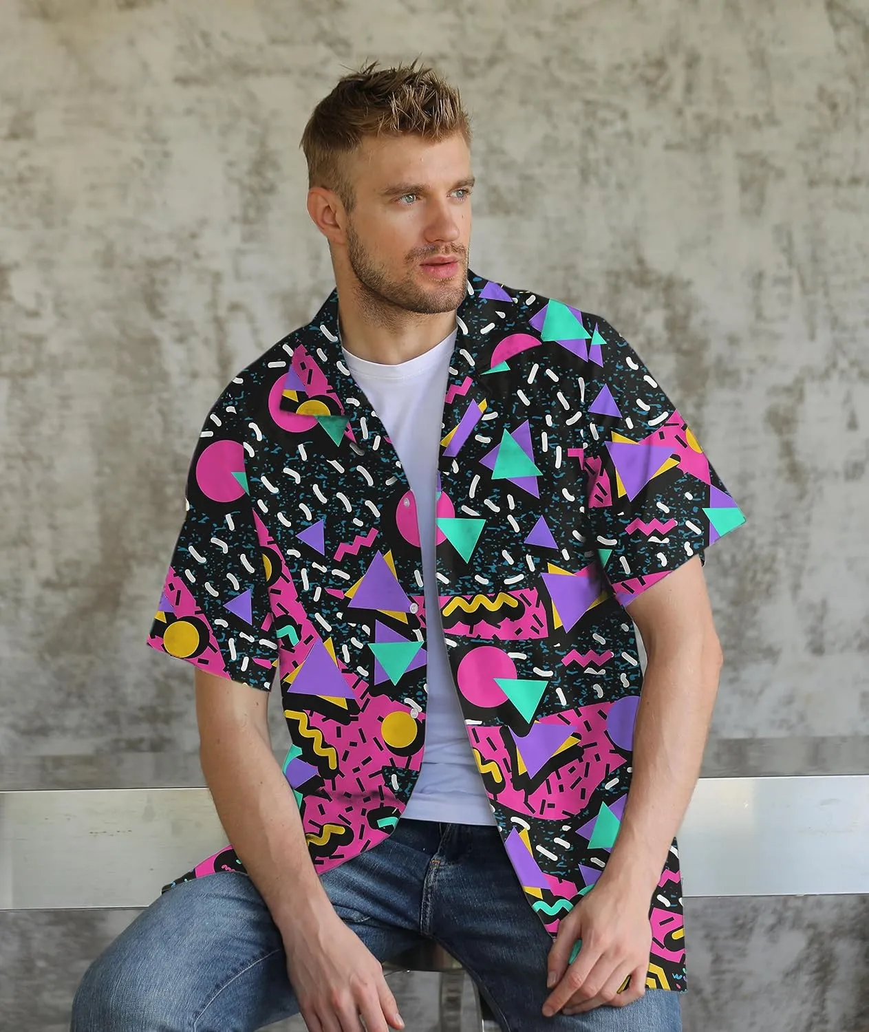 Hawaiian Shirt for Men Casual Button Down Shirt Short Sleeve Aloha Beach Shirt Party Shirt