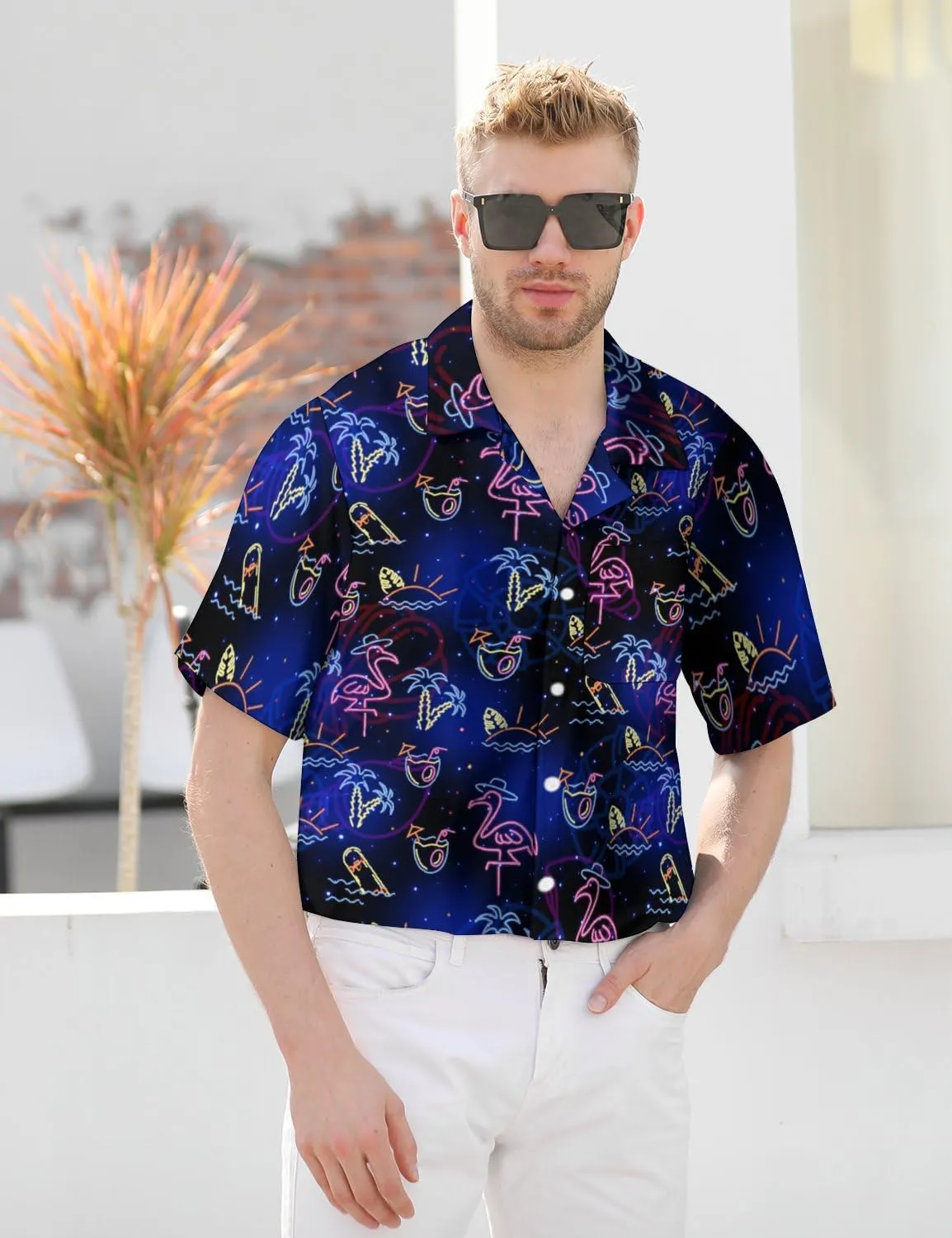 Hawaiian Shirt for Men Casual Button Down Shirt Short Sleeve Aloha Beach Shirt Party Shirt