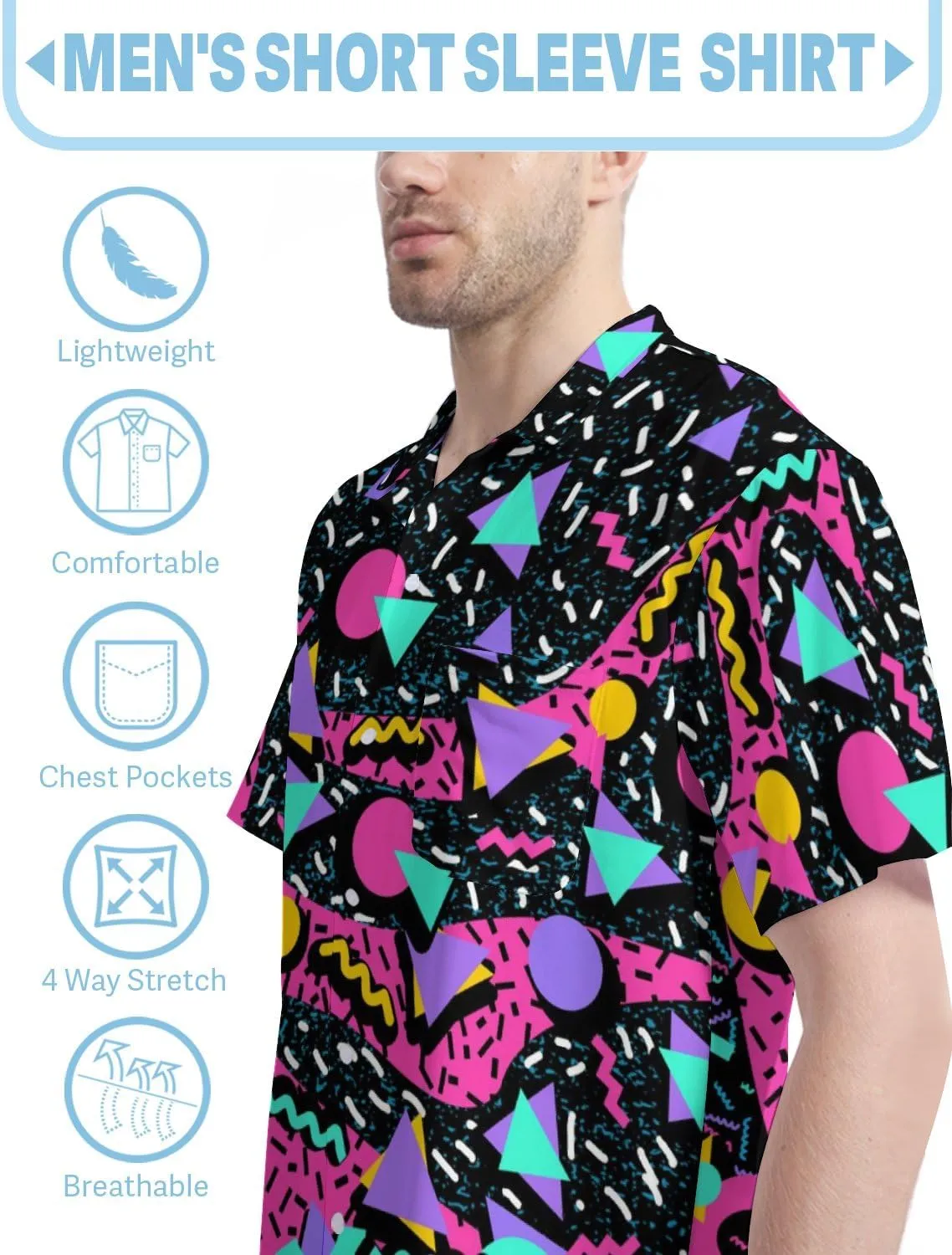 Hawaiian Shirt for Men Casual Button Down Shirt Short Sleeve Aloha Beach Shirt Party Shirt