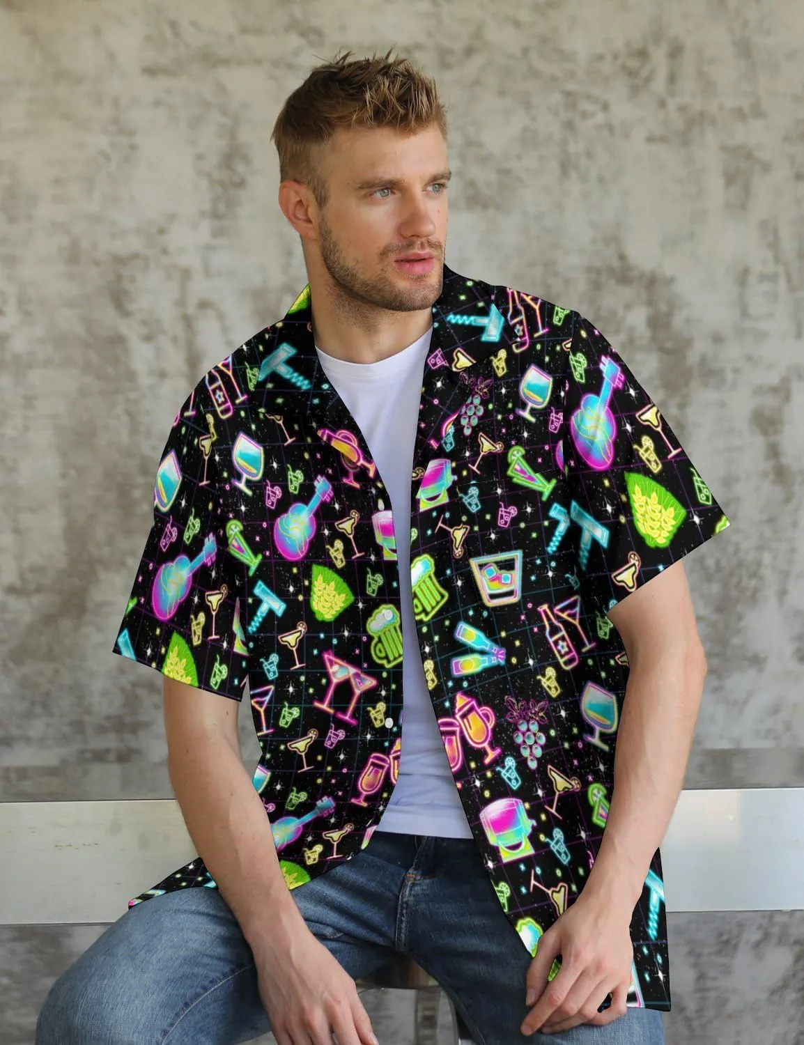 Hawaiian Shirt for Men Casual Button Down Shirt Short Sleeve Aloha Beach Shirt Party Shirt