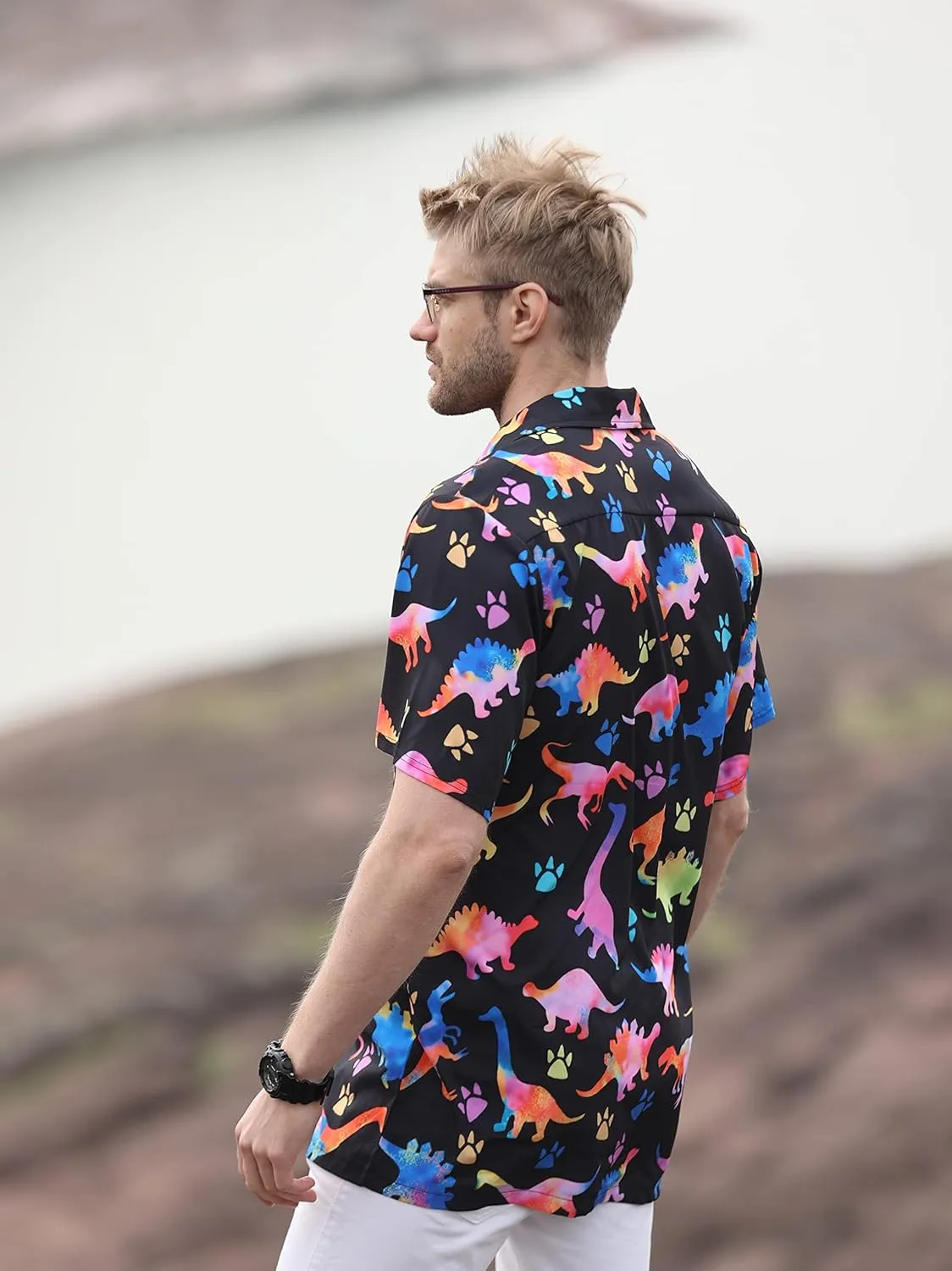 Hawaiian Shirt for Men Casual Button Down Shirt Short Sleeve Aloha Beach Shirt Party Shirt